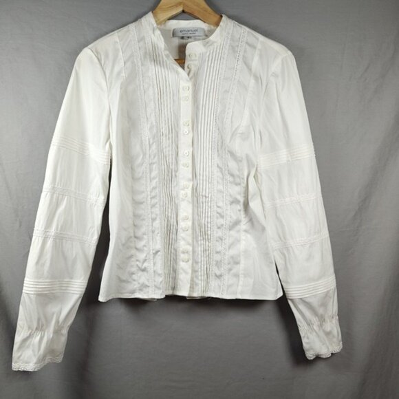 Emanuel Ungaro Tops - Emanuel Ungaro Women's White Pintuck Long Sleeve Button Down Shirt Size 6